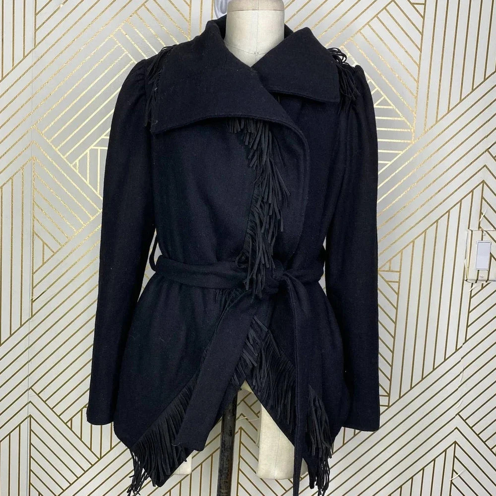 Elegant Black Fringe Women's Blazer